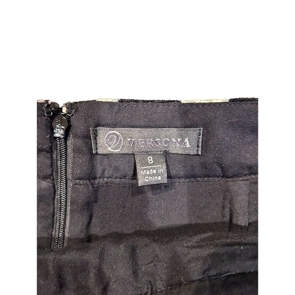 Versona Jacquard Mini Skirt Black W/gold Pink Size 8 - Picture 4 of 8